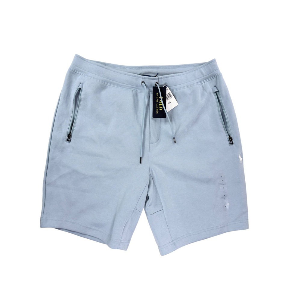 Polo Ralph Lauren Shorts Mens Large Light Blue Fleece Cotton Drawstring Casual